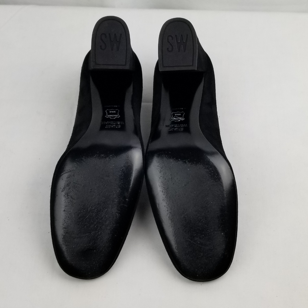 Stuart Weitzman Black Suede Block Heels Pumps 6.5 - Picture 8 of 9